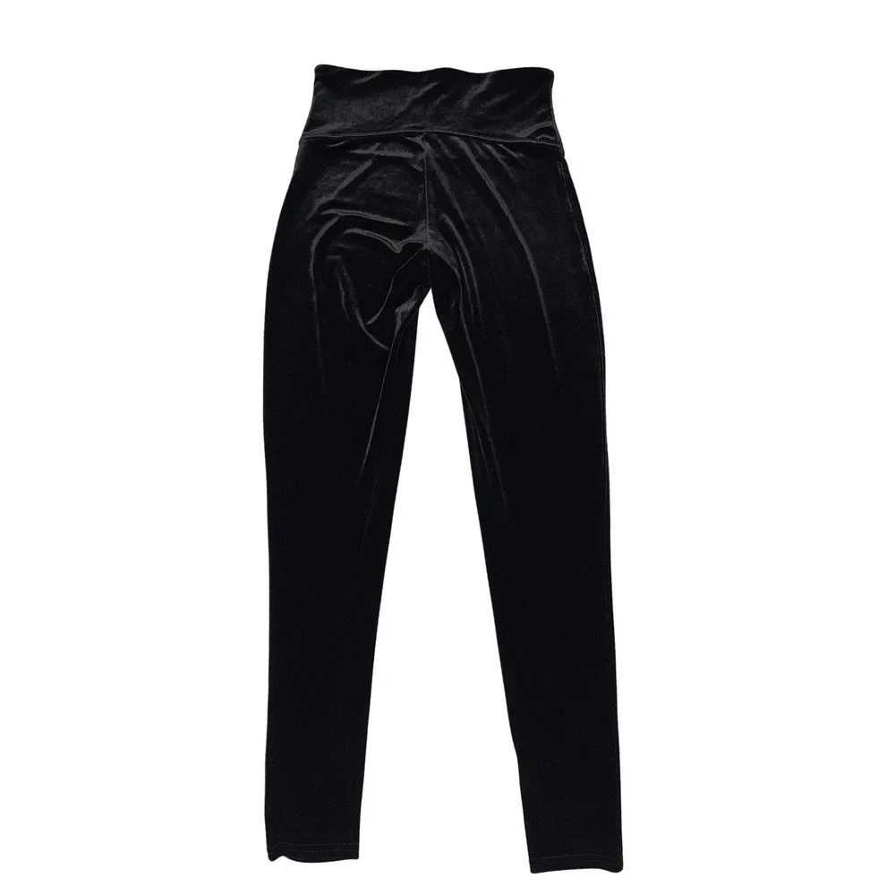 SPANX Velvet Leggings Black High Waisted Slimming Ankle Pants Large L/G